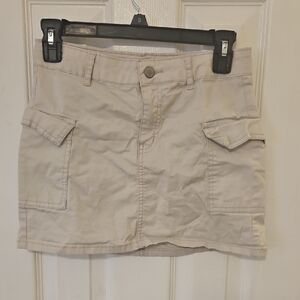 Beige Cargo Mini Skirt